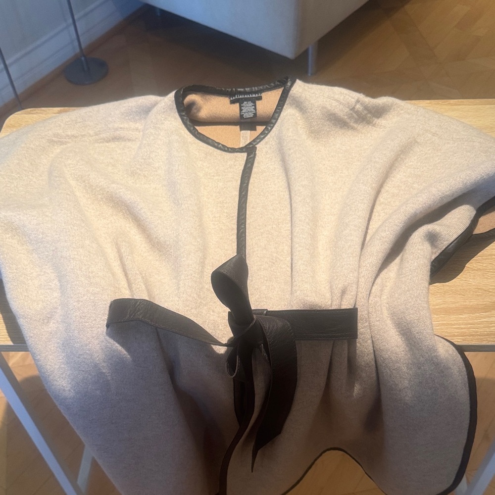 Sofia Cashmere Tan Cape with Black Trim